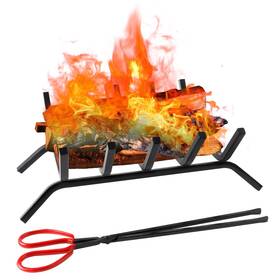 Twittools 786194494190 Fireplace Grate 17 Inch Heavy Duty Solid Steel Log Holder 3/4 Bar