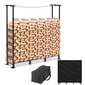 Ufavo Home 652401064404 4 Ft Firewood Log Rack Oudoor With Cover Fireplace Wood Storage Racks Metal F