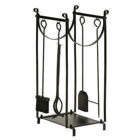 Uirio 732845903160 18 Inch Firewood Rack Outdoor Indoor Log Holder Wood Storage With Poker Tongs Hooks