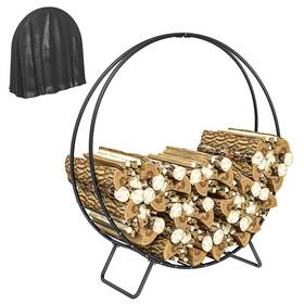 Us01-842360v01bk Uirio 48 Inch Firewood Rack With Waterproof Cover Heavy Duty Wood Storage Holder Log