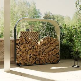 Us02-84h141v00cg Uirio Galvanized Steel Firewood Rack Outdoor Log Storage Shed Stand Rubberized Edge