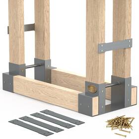 Ultdiyer Tf18015-2 Firewood Rack Outdoor Log Storage Bracket Kit Heavy Duty Fire Wood Stand Hold