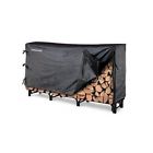 Unbranded Firewood Rack 8 Ft Outdoor Wood Holder Cover Heavy Duty Steel Black 728632221821