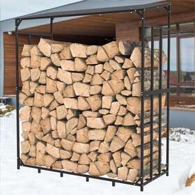 Uyt4645766586 Unho Heavy Duty Metal Firewood Rack 1/2 Cord Storage Log With Cover Set