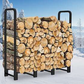 Xvgt7hej8un Unho Heavy Metal Firewood Rack 4ft Wood Pile Storage Holder Stand For Outdoor Indoor