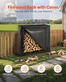 Vevor 197988888581 4 Ft Outdoor Firewood Rack With Cover 1/4 Cord Storage Metal Log Holder
