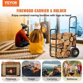 Vevor 840281545254 Firewood Cart 220 Lbs Weight Capacity Wood Carrier With Wheels Binding