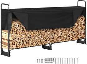 Vevor 840281577101 8.5ft Outdoor Firewood Rack With Cover 102x14.2x46.1 In 8.5 Ft Black