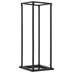 284702 Vidaxl Firewood Rack With Base Black Steel Fireplace Organizer Log Holder