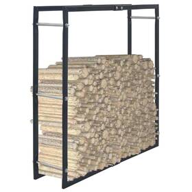 286288 Vidaxl Firewood Rack Black Steel Fireplace Organizer Stacker Log Holder Stand