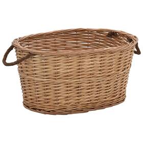286982 Vidaxl Firewood Basket With Carrying Handles Natural Willow Log Storage