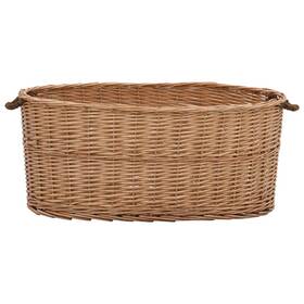 286983 Vidaxl Firewood Basket With Carrying Handles Natural Willow Log Storage