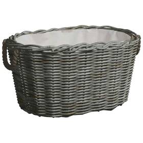 286985 Vidaxl Firewood Basket With Carrying Handles Gray Willow Log Storage