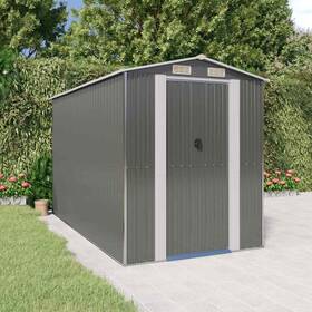3147440 Vidaxl Storage Shed Galvanized Steel Garden Light Gray