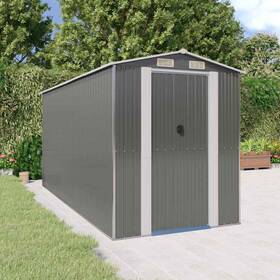 3147441 Vidaxl Storage Shed Galvanized Steel Garden Light Gray