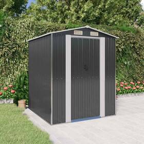 3147449 Vidaxl Storage Shed Galvanized Steel Garden Anthracite