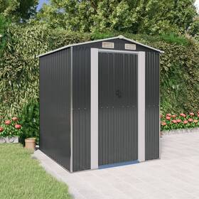 3147455 Vidaxl Garden Shed Anthracite Galvanized Steel Large Sliding Components