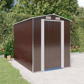 3147461 Vidaxl Storage Shed Galvanized Steel Garden Dark Brown
