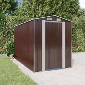 3147462 Vidaxl Storage Shed Galvanized Steel Garden Dark Brown