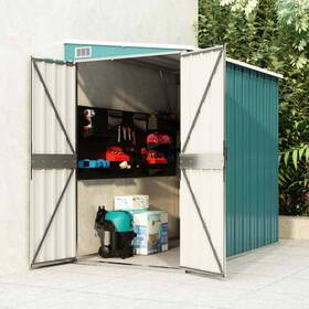 316221 Vidaxl Storage Shed Wall-mounted Outdoor Garden Green Galvanized Steel