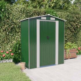 319267 Vidaxl Storage Shed Outdoor For Backyard Green Galvanized Steel