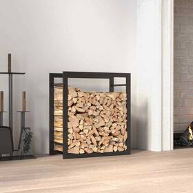 350304 Vidaxl Firewood Rack Storage Fire Log Stand Stacker Holder Matt Black Steel