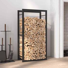 350305 Vidaxl Firewood Rack Storage Fire Log Stand Stacker Holder Matt Black Steel
