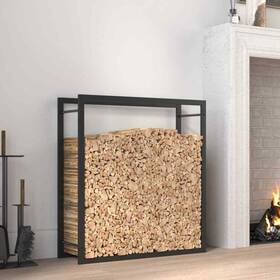 350307 Vidaxl Firewood Rack Storage Fire Log Stand Stacker Holder Matt Black Steel