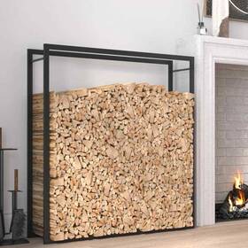 350310 Vidaxl Firewood Rack Storage Fire Log Stand Stacker Holder Matt Black Steel