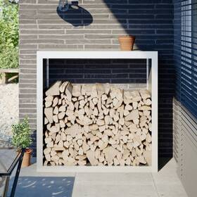Vidaxl 721102913990 Firewood Rack White 39.4x15.7x39.4 Inch Steel