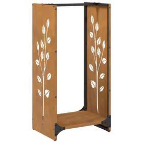864224 Vidaxl Firewood Rack 15.7x11.8x31.5 Inch Weathering Steel
