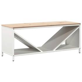 864256 Vidaxl Firewood Rack With Wooden Top White 39.6x14.0x15.7 Inch