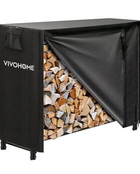 Vivohome 445005858806 4ft Heavy Duty Indoor Outdoor Firewood Storage Log Rack And Cover Combo Set With
