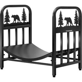 Vivohome 711181441833 16.5 Inch Indoor/outdoor Wrought Iron Decorative Firewood Rack With Bear Pattern
