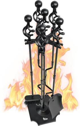 Vdts207a Voda Fireplace Tool Set 33 Inch 5-piece Cast Iron Fire Place Tools Indoor