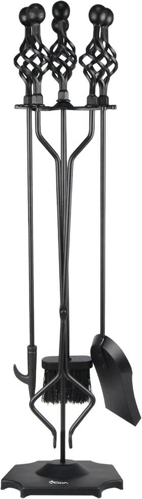 Vdts207bl Voda Fireplace Tools Set 5-piece Cast Iron 33 Inch Fire Place Indoor