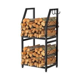Fwr-01 Vygrow Small Firewood Rack For Indoor 2-tier Holder With 3 Hanging Hooks