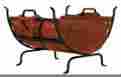 W-1018 Uniflame Black Wrought Iron Log Holder With Leather Carrier 728649804147