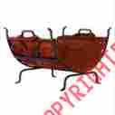 W-1189 Uniflame Olde World Iron Holder W Suede Leather Carrier Log Rack 728649802044