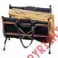 W-1315 Uniflame Antique Copper Wrought Iron Holder W Black Leather Carrier Log Rack 728649262473