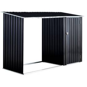 Wch 699985349497 Firewood Storage Shed 2-in-1 Galvanized Steel Shelter Rack Outdoor