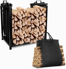 Whdpets 445011365312 Large Indoor Firewood Rack With Carrier Fire Wood Holder For Fireplace