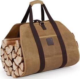 158khaki-p Willow Weave Firewood Carrier Bag 40 Inch L X 19 W Wood For With Dark Khaki
