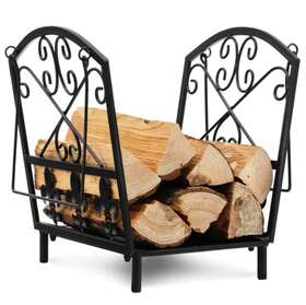 Winston Porter 384925217065 Decorative Firewood Holder Log Rack With Carry Handle Heavy Duty Black Metal