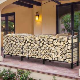 Wis8548545455 Wisfor 12ft Heavy Duty Outdoor Firewood Rack Fireplace Wood Log Holder Adjustable Steel