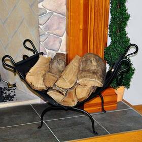 Hr0852 Woodeze Hearth Firewood Rack With Canvas Carrier - Black