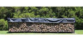 Woodhaven 384925187733 Metal Log Rack With Cover 192 Inch W Firewood Storage Outdoor Black Powder Coated Steel