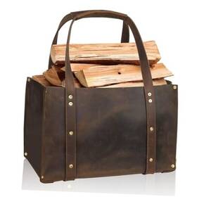Woodmans Pal A8015 Premium Cowhide Leather Log Carrier Heavy-duty Firewood Bag For