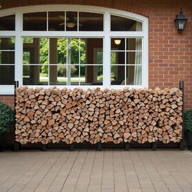 World 313099375318 8ft Outdoor Firewood Rack Heavy Duty Fire Log Stacker Stand For Wood Storage F