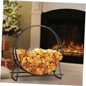 Yes4all 810140951038 41in Firewood Rack 400lbs Load Capacity Rust Resistant Steel Black Wood